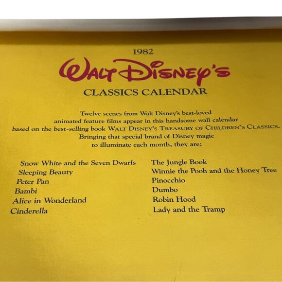 Walt Disney Classics 1982 Calendar Peter Pan Cinderella Jungle Book Winnie Pooh - Picture 7 of 10